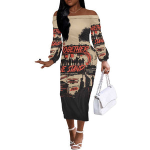 Together We Stand African American Off The Shoulder Long Sleeve Dress Important Milestones History Vintage