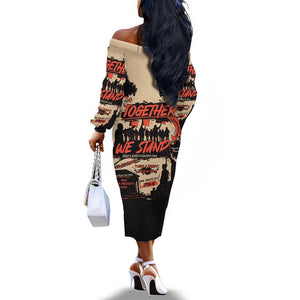 Together We Stand African American Off The Shoulder Long Sleeve Dress Important Milestones History Vintage