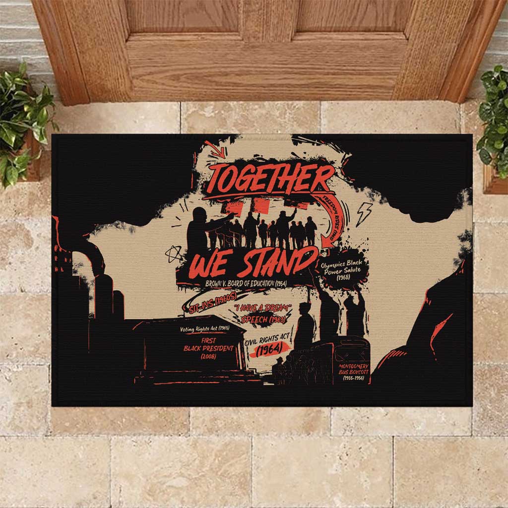 Together We Stand African American Rubber Doormat Important Milestones History Vintage