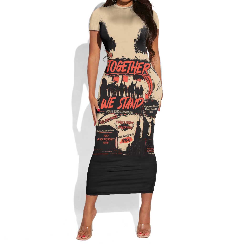Together We Stand African American Short Sleeve Bodycon Dress Important Milestones History Vintage DT03