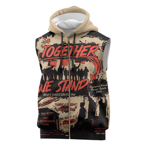 Together We Stand African American Sleeveless Zip Hoodie Important Milestones History Vintage - African Pride