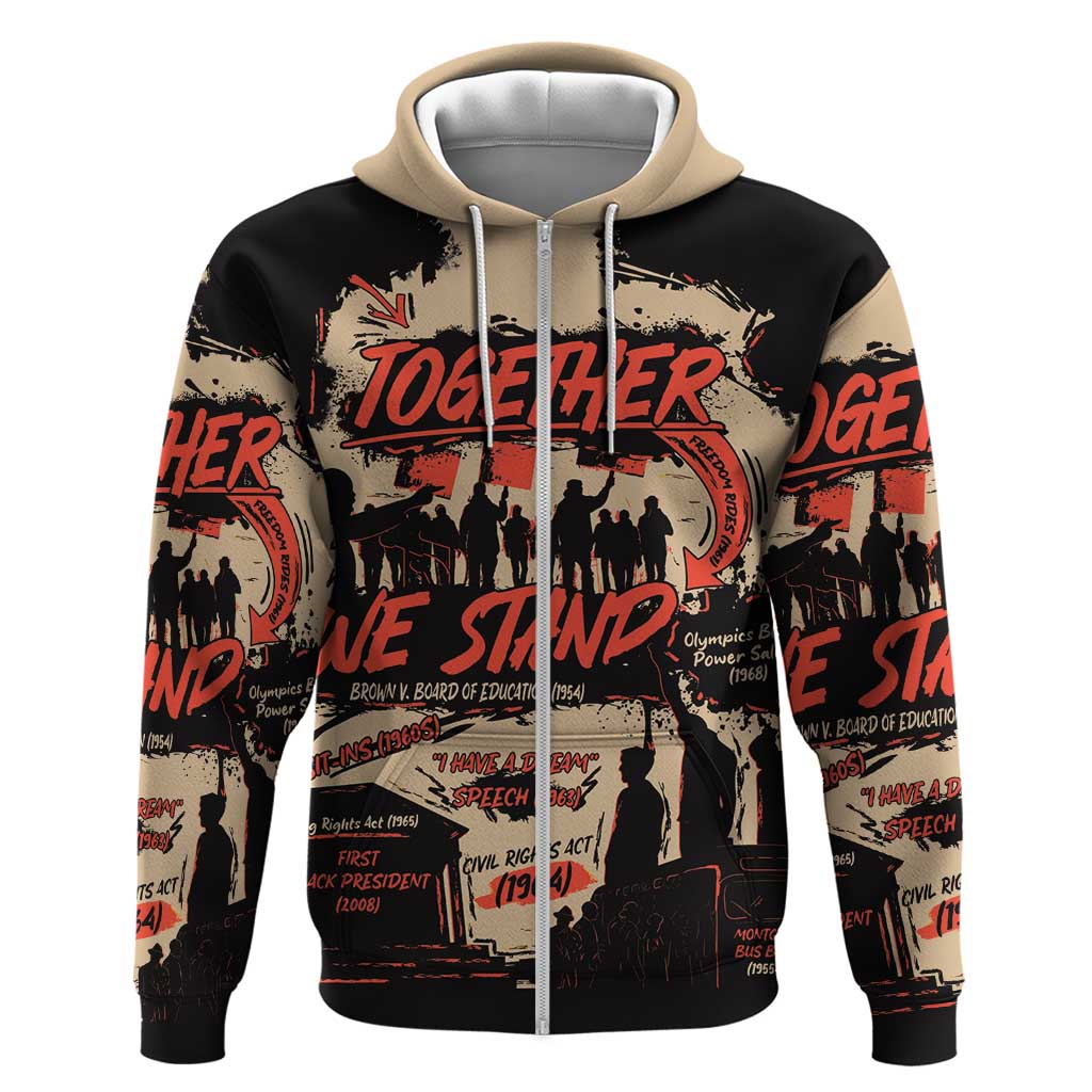 Together We Stand African American Zip Hoodie Important Milestones History Vintage