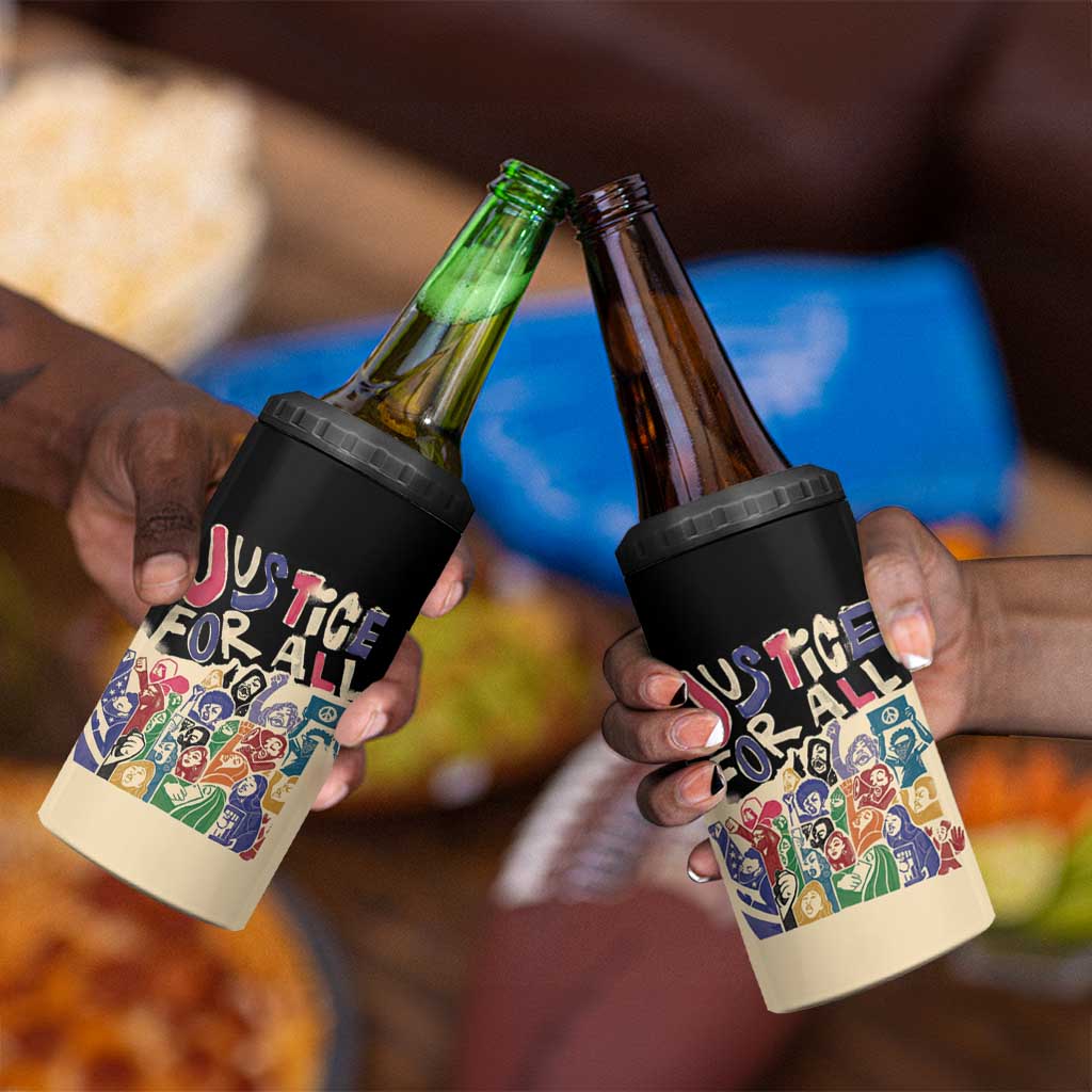 African Stand Firm 4 in 1 Can Cooler Tumbler Justice For All
