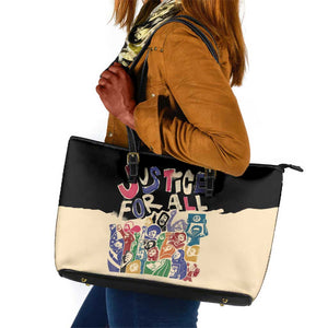 African Stand Firm Leather Tote Bag Justice For All