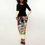 African Stand Firm Long Sleeve Bodycon Dress Justice For All DT03