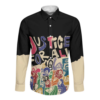 African Stand Firm Long Sleeve Button Shirt Justice For All