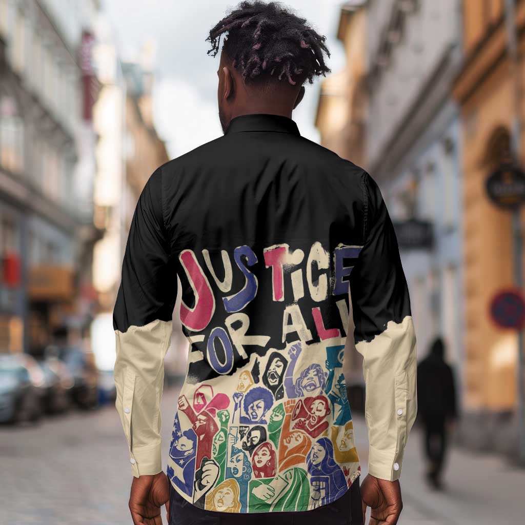 African Stand Firm Long Sleeve Button Shirt Justice For All