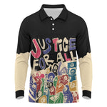 African Stand Firm Long Sleeve Polo Shirt Justice For All