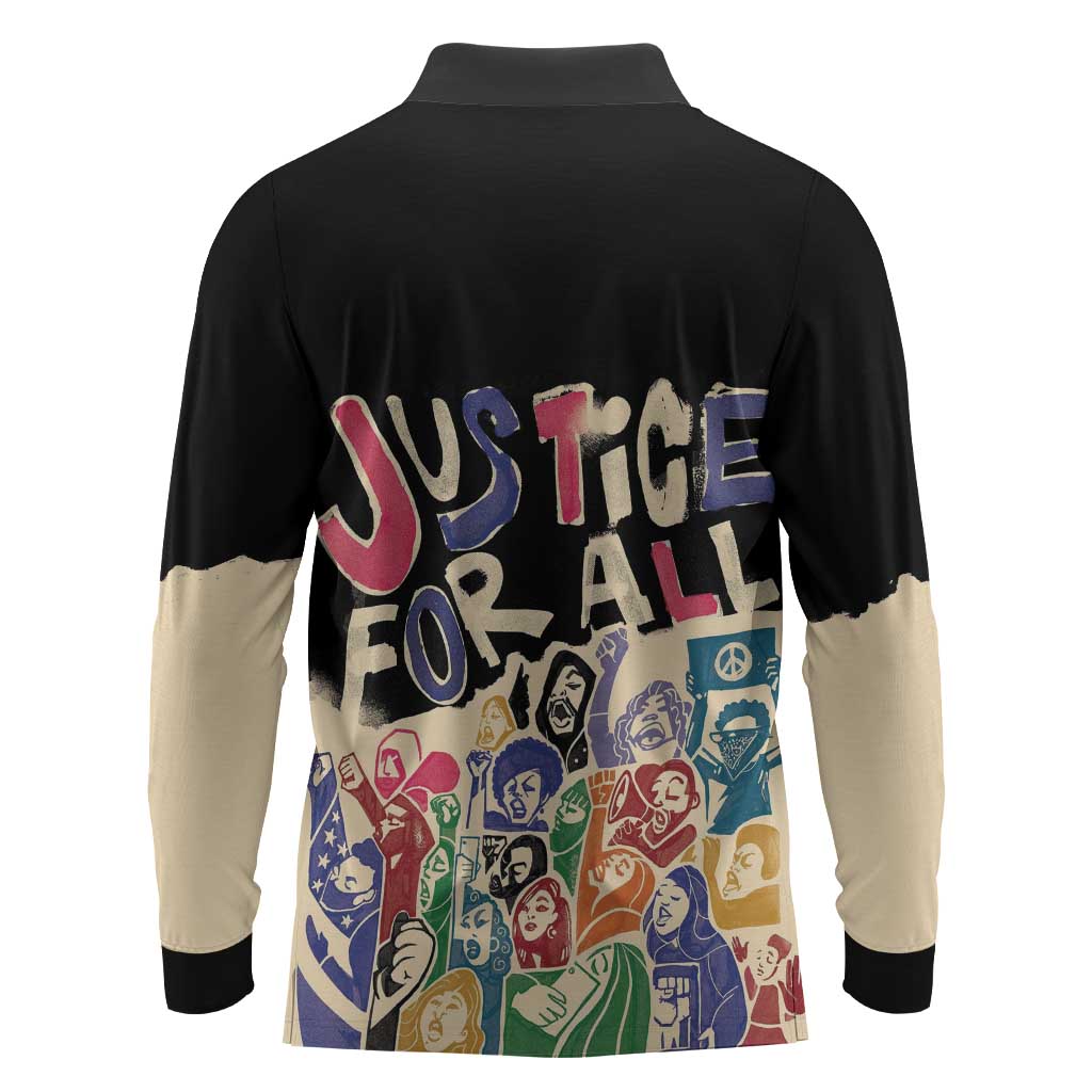 African Stand Firm Long Sleeve Polo Shirt Justice For All