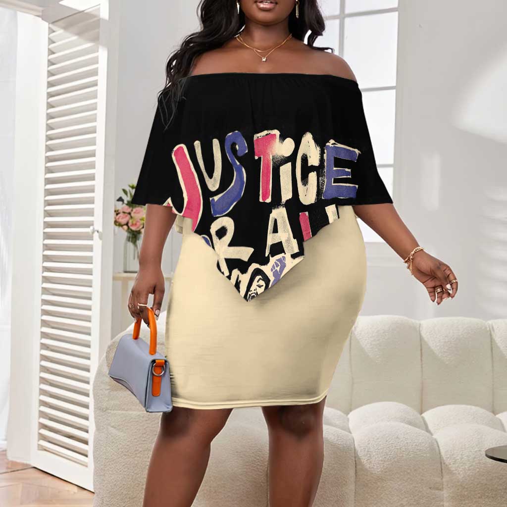 African Stand Firm Off Shoulder Short Dress Justice For All