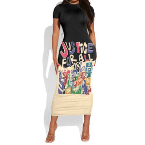 African Stand Firm Short Sleeve Bodycon Dress Justice For All DT03