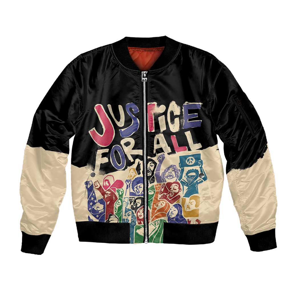 African Stand Firm Sleeve Zip Bomber Jacket Justice For All