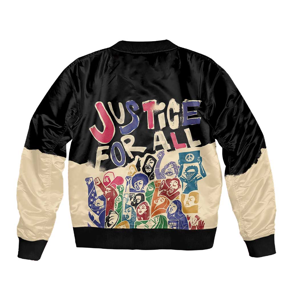 African Stand Firm Sleeve Zip Bomber Jacket Justice For All
