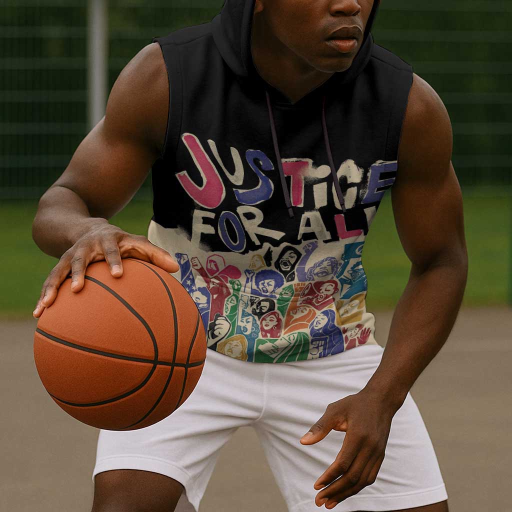 African Stand Firm Sleeveless Hoodie Justice For All - African Pride