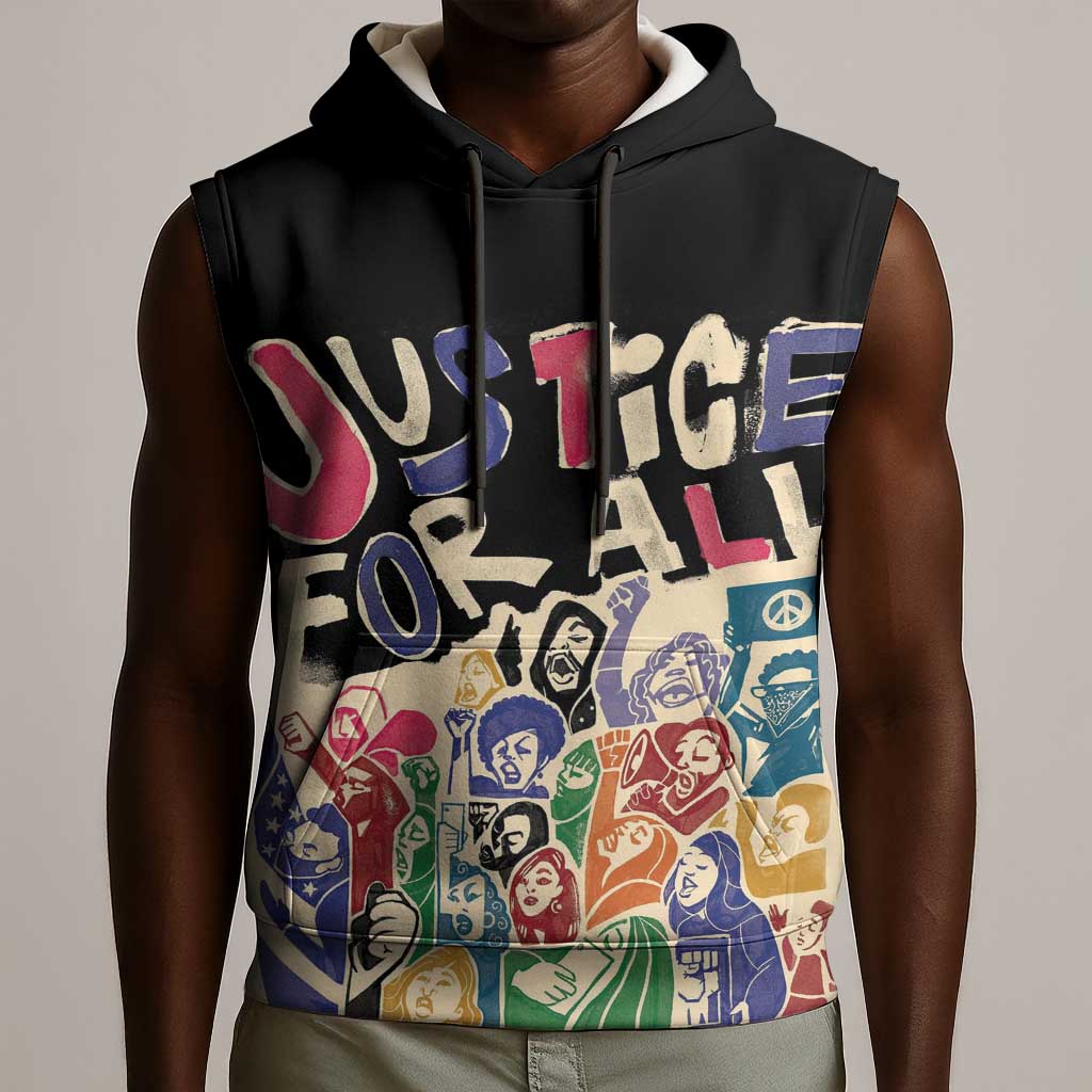 African Stand Firm Sleeveless Hoodie Justice For All - African Pride