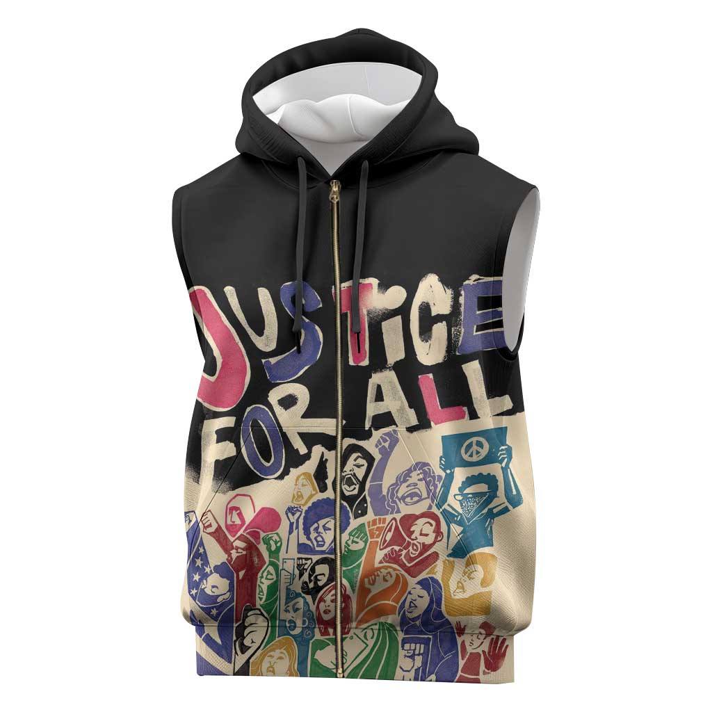African Stand Firm Sleeveless Zip Hoodie Justice For All - African Pride