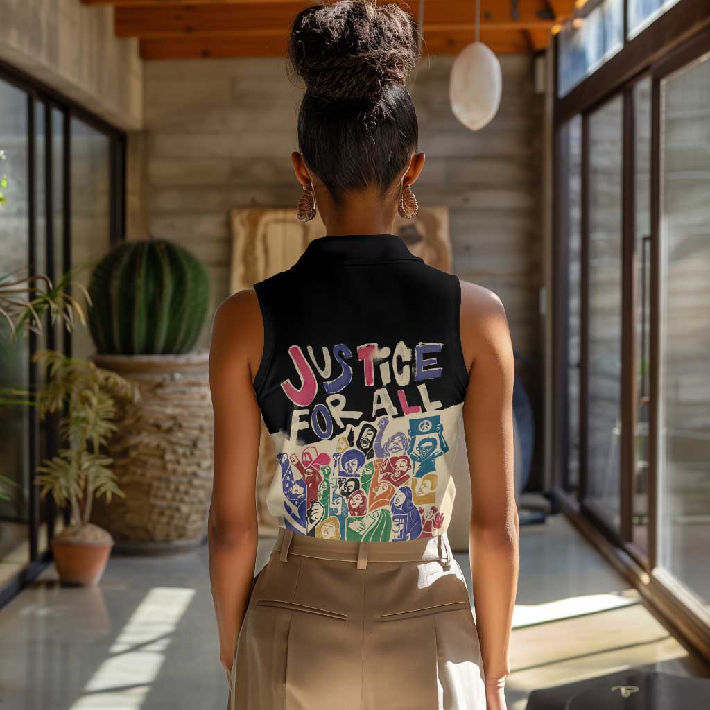 African Stand Firm Women Sleeveless Polo Shirt Justice For All
