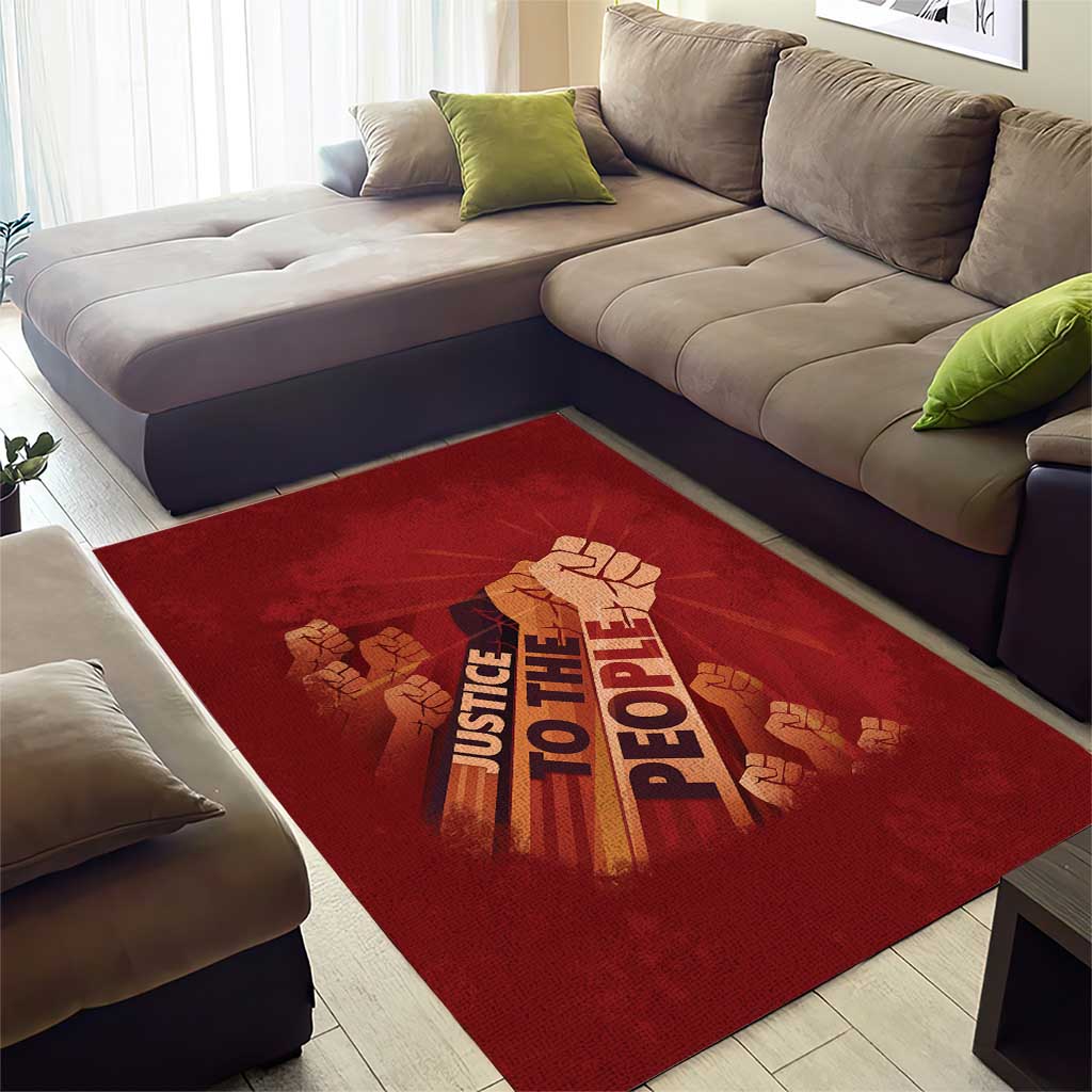 Justice To The People Africa Area Rug Afro Raised Fist