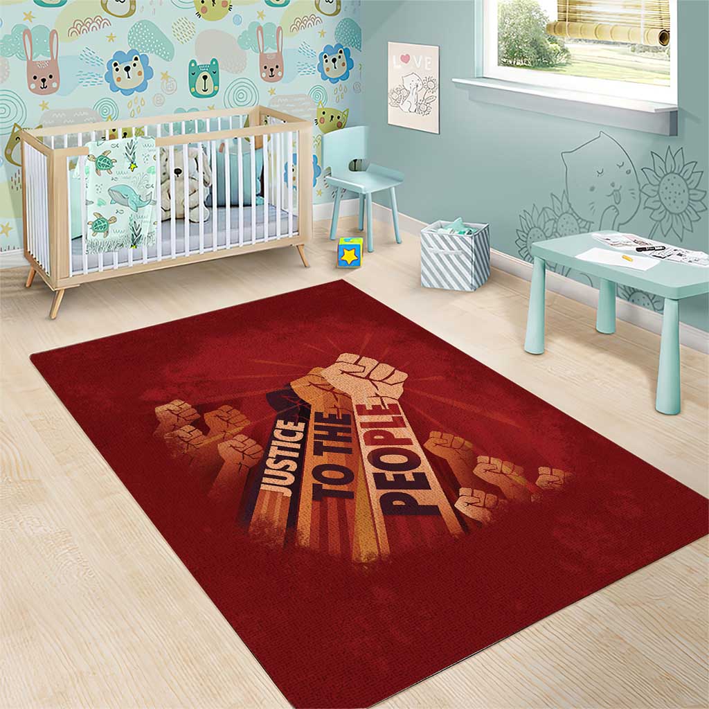 Justice To The People Africa Area Rug Afro Raised Fist