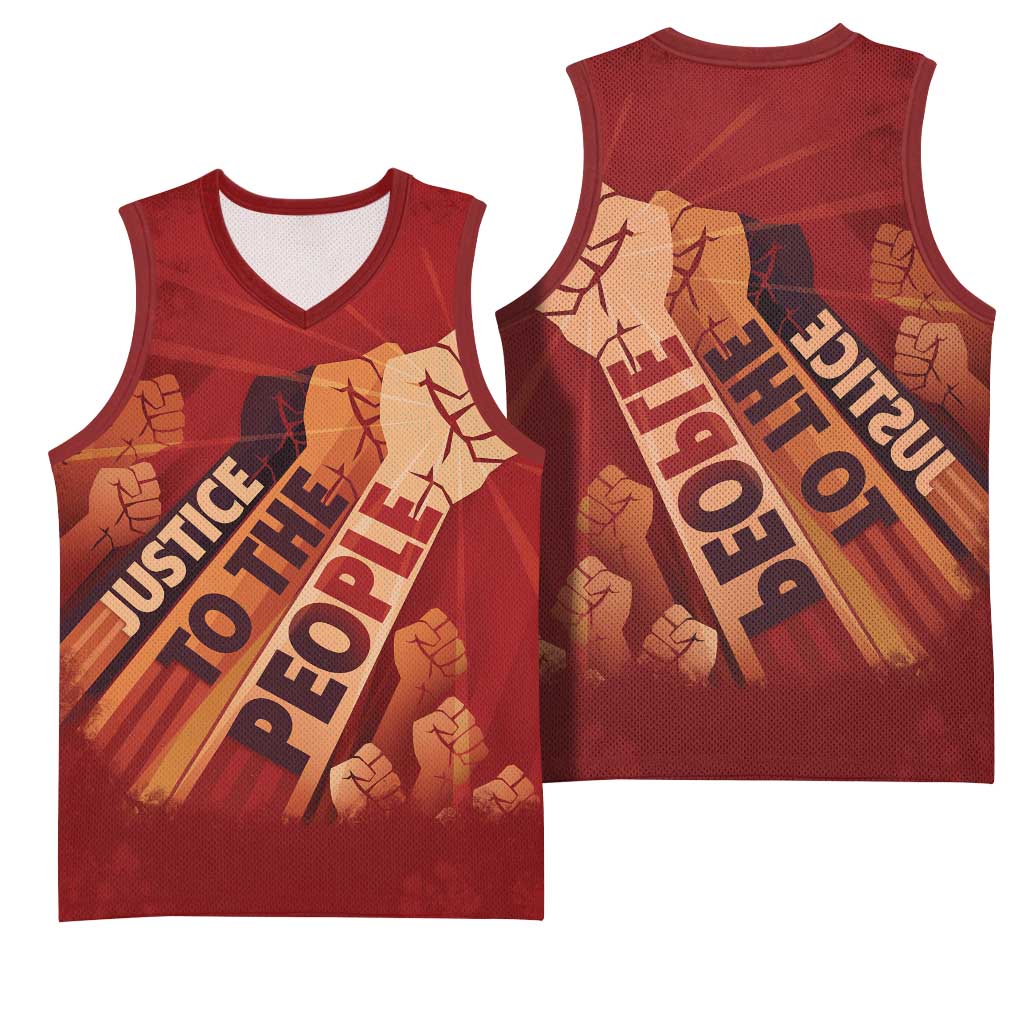 Justice To The People Africa Basketball Jersey Afro Raised Fist - African Pride