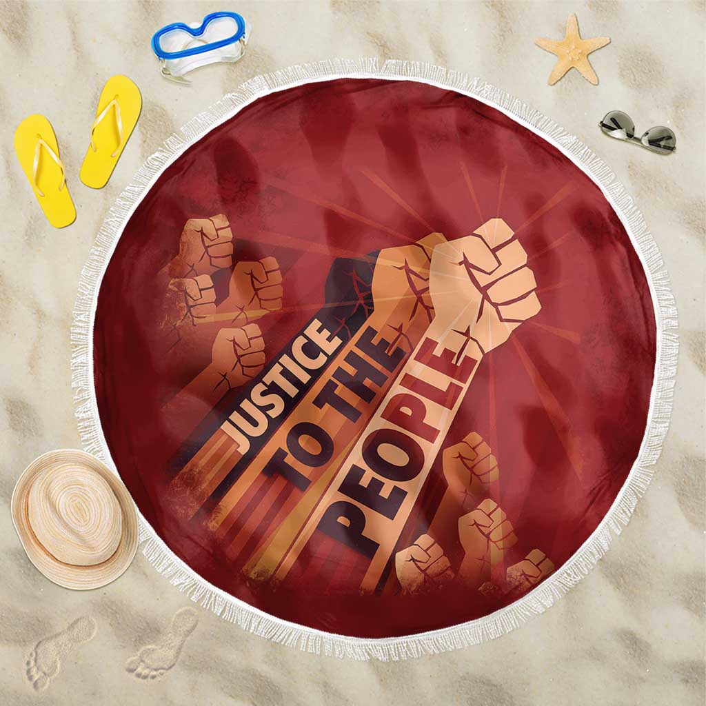 Justice To The People Africa Beach Blanket Afro Raised Fist