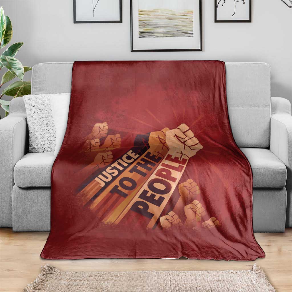 Justice To The People Africa Blanket Afro Raised Fist