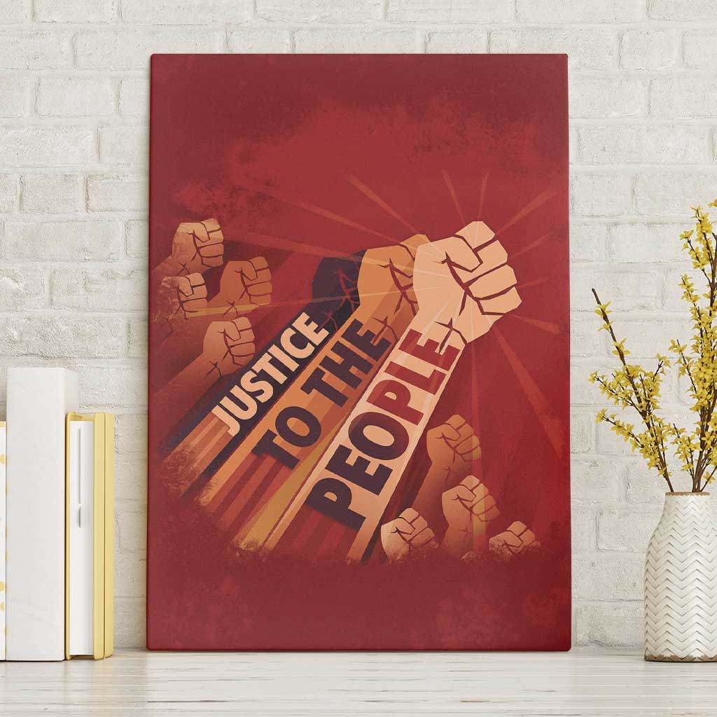 Justice To The People Africa Canvas Wall Art Afro Raised Fist