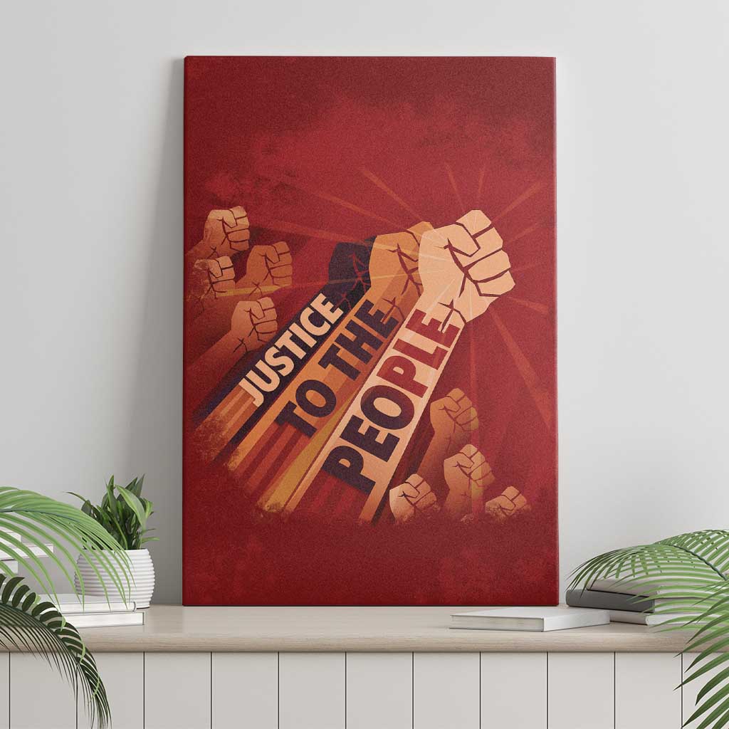 Justice To The People Africa Canvas Wall Art Afro Raised Fist