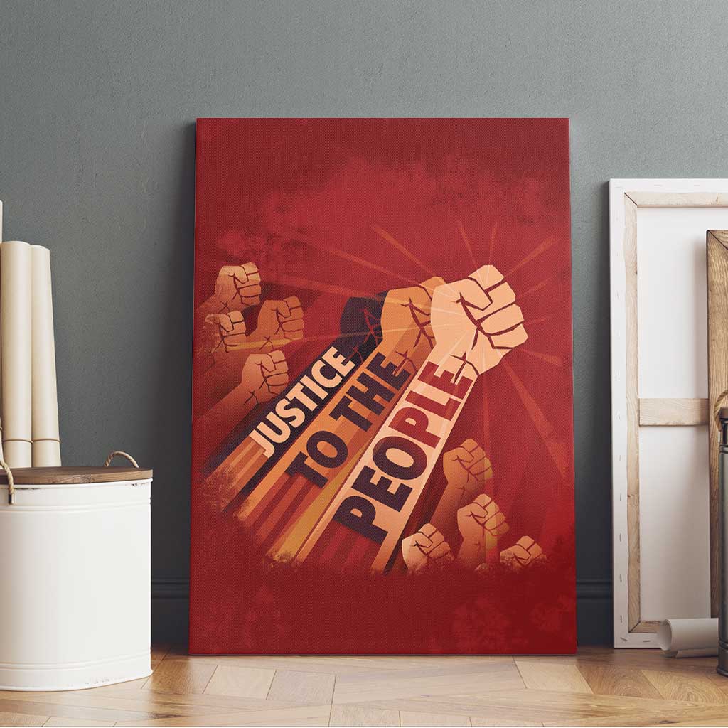 Justice To The People Africa Canvas Wall Art Afro Raised Fist