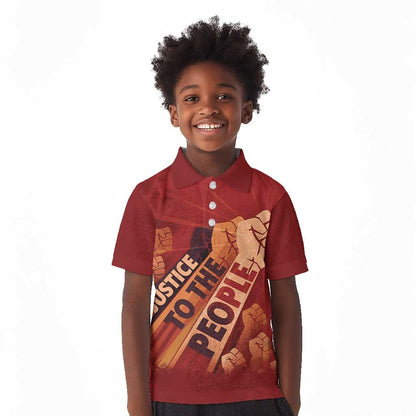 Justice To The People Africa Kid Polo Shirt Afro Raised Fist