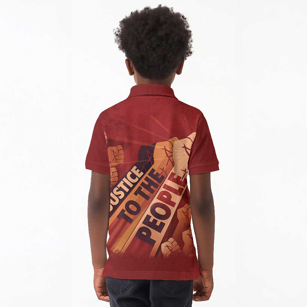 Justice To The People Africa Kid Polo Shirt Afro Raised Fist
