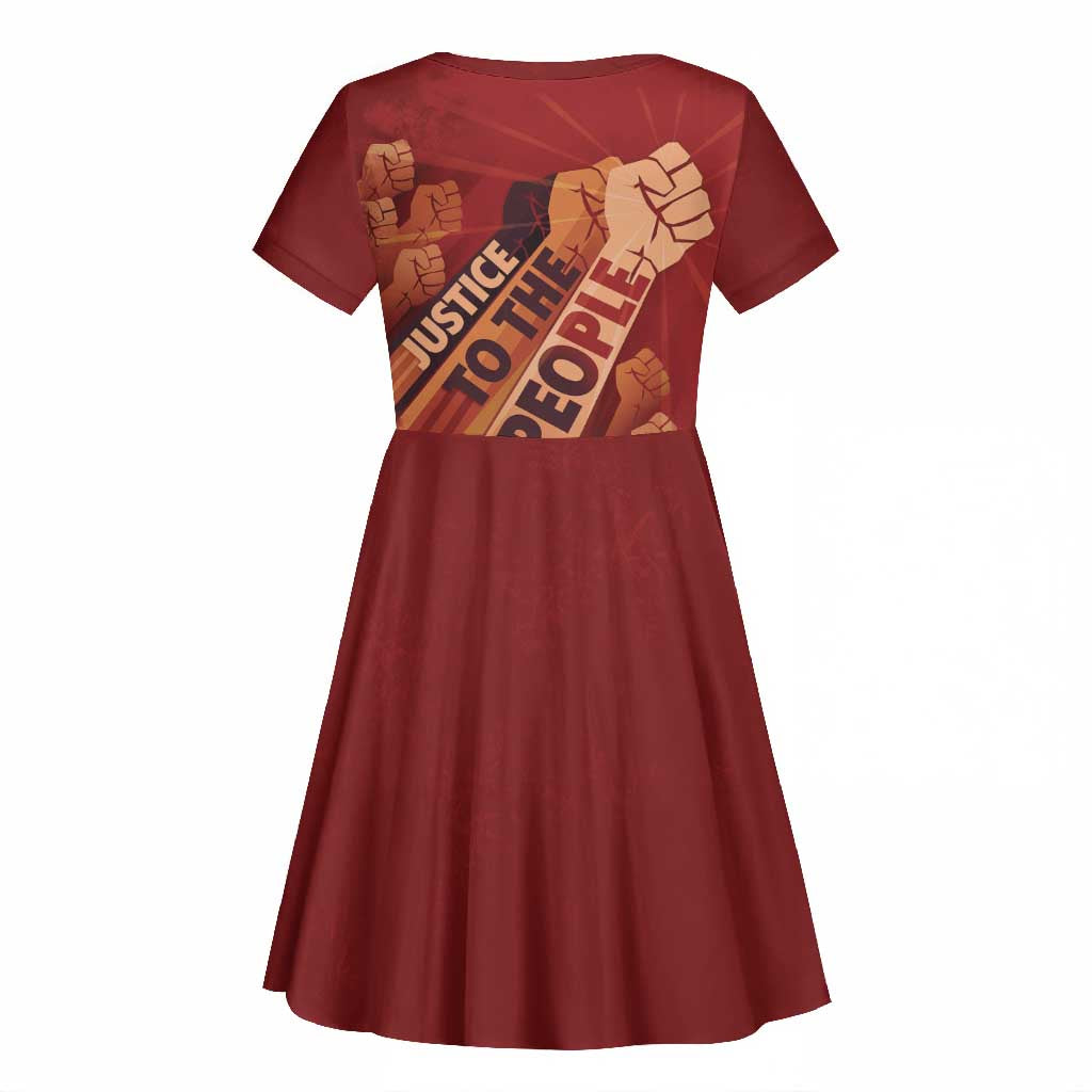 Justice To The People Africa Kid Short Sleeve Dress Afro Raised Fist