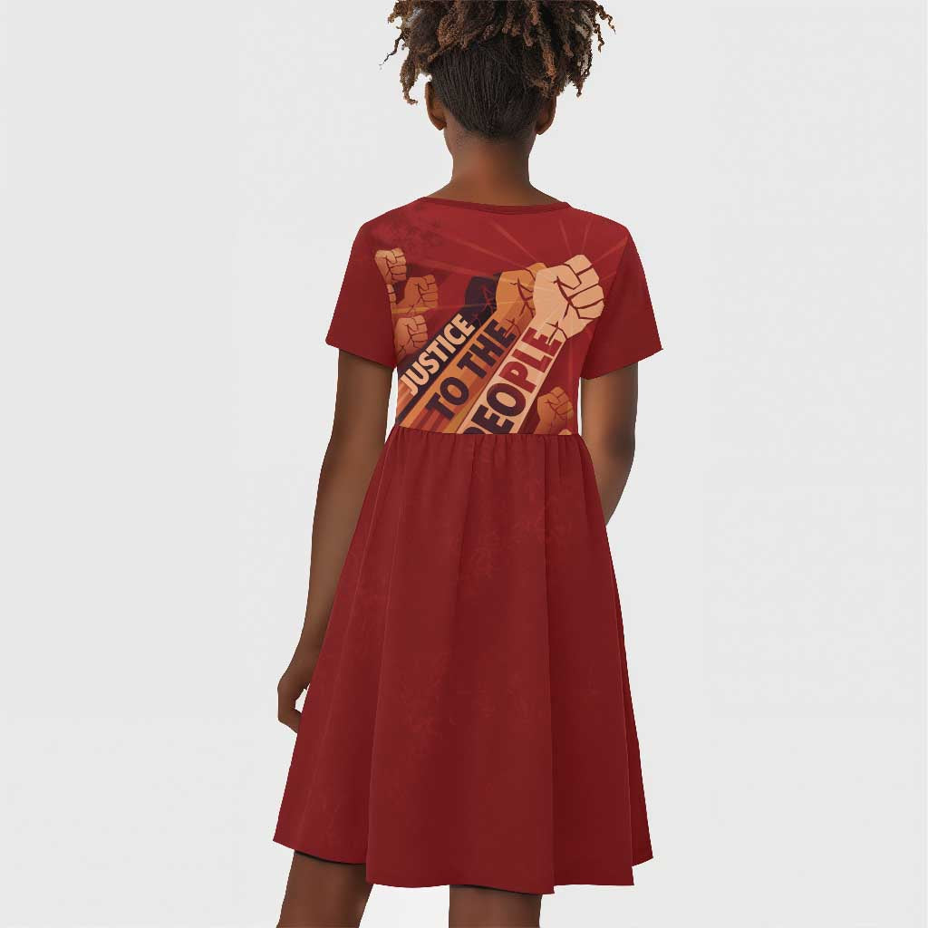 Justice To The People Africa Kid Short Sleeve Dress Afro Raised Fist