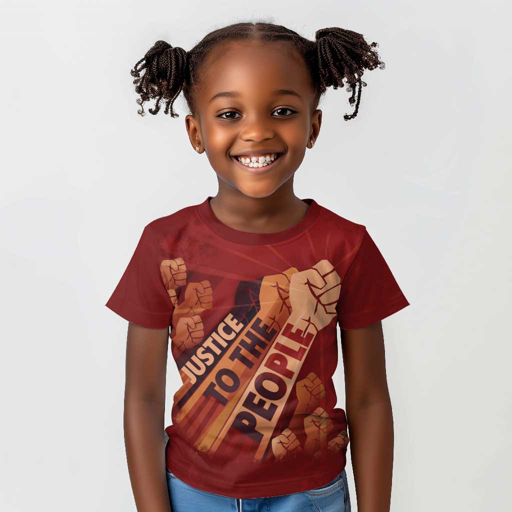 Justice To The People Africa Kid T shirt Afro Raised Fist
