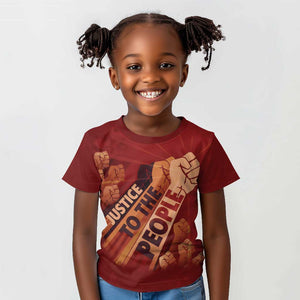 Justice To The People Africa Kid T shirt Afro Raised Fist