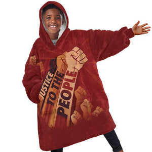 Justice To The People Africa Kid Wearable Blanket Hoodie Afro Raised Fist