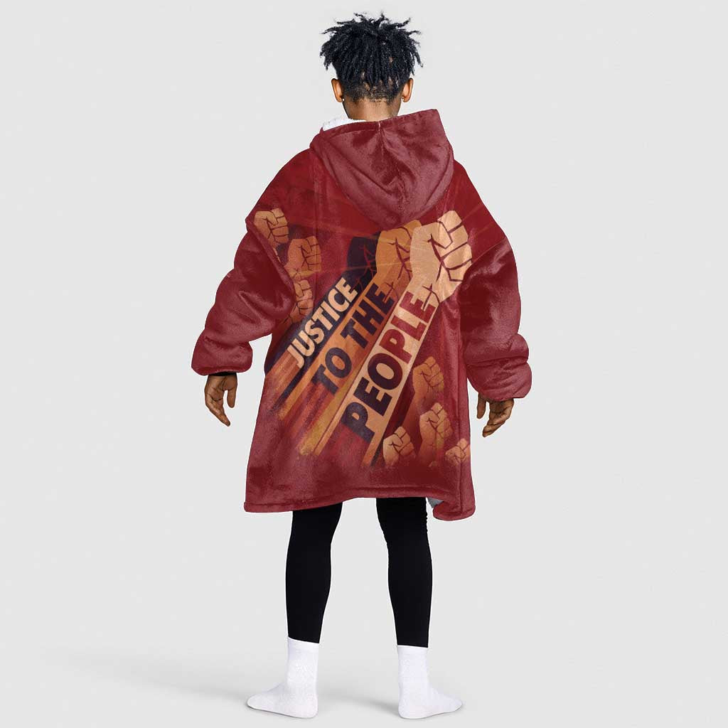 Justice To The People Africa Kid Wearable Blanket Hoodie Afro Raised Fist