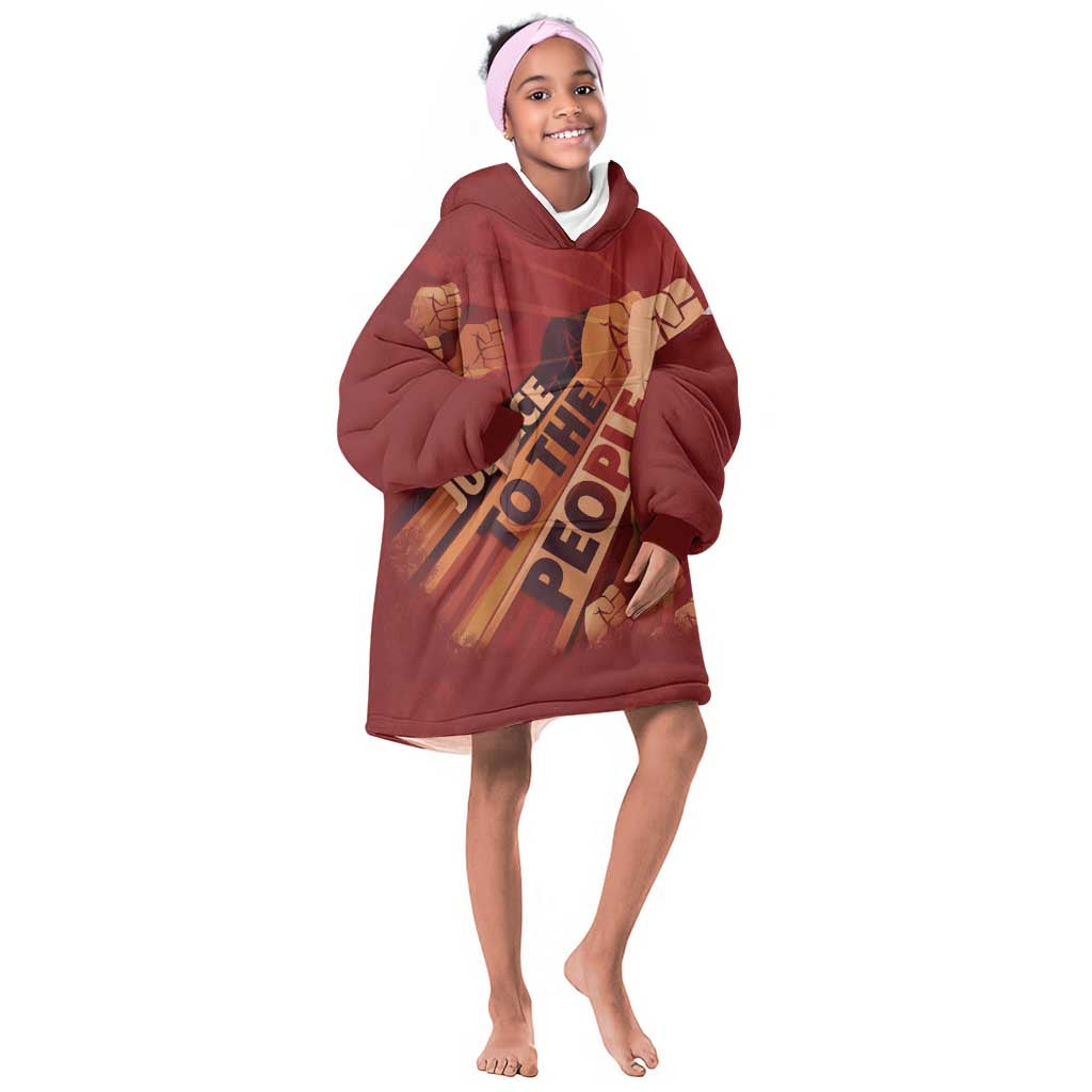 Justice To The People Africa Kid Wearable Blanket Hoodie Afro Raised Fist