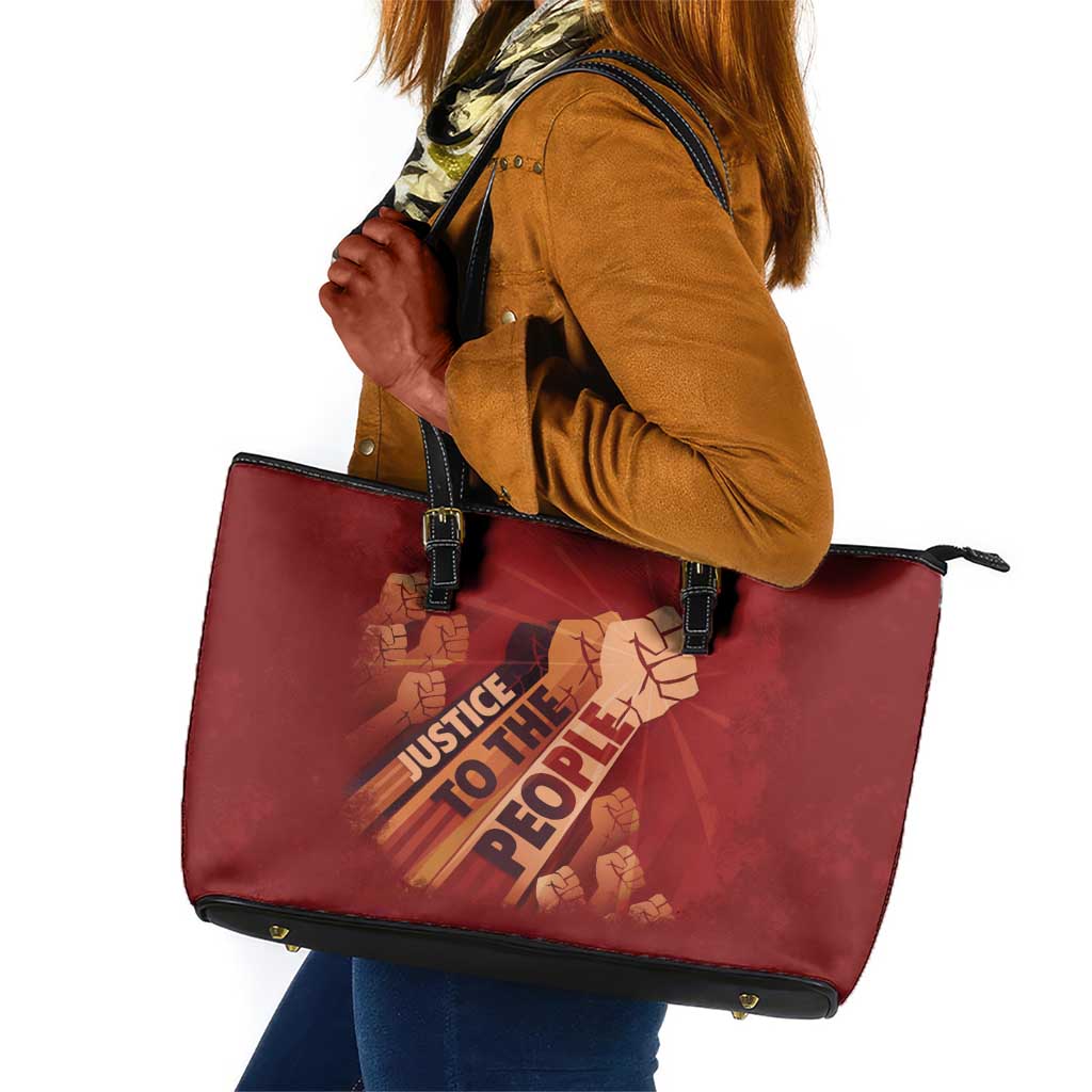 Justice To The People Africa Leather Tote Bag Afro Raised Fist