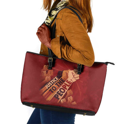Justice To The People Africa Leather Tote Bag Afro Raised Fist