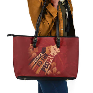 Justice To The People Africa Leather Tote Bag Afro Raised Fist