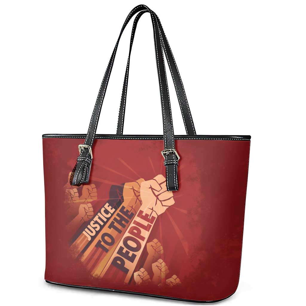 Justice To The People Africa Leather Tote Bag Afro Raised Fist