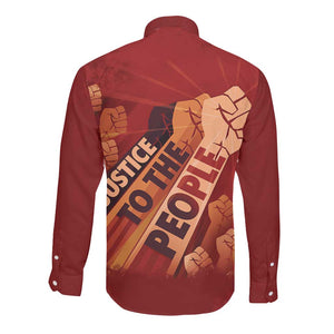 Justice To The People Africa Long Sleeve Button Shirt Afro Raised Fist