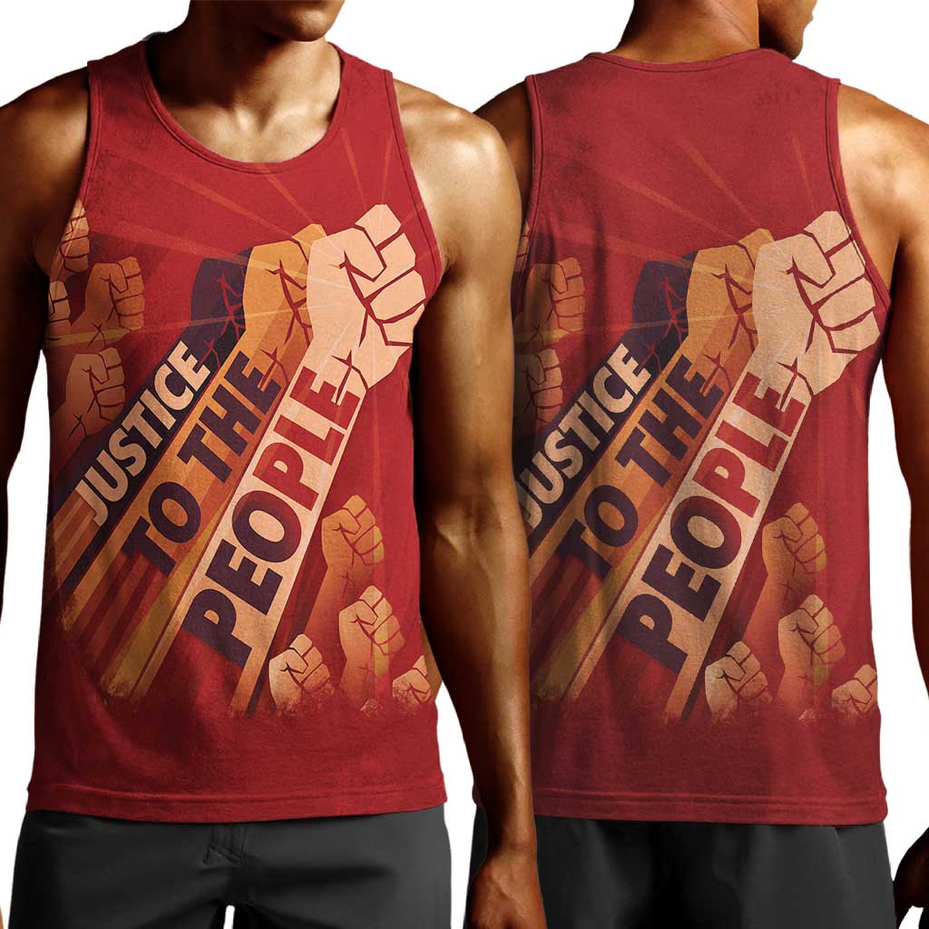 Justice To The People Africa Men Tank Top Afro Raised Fist