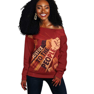 Justice To The People Africa Off Shoulder Sweater Afro Raised Fist