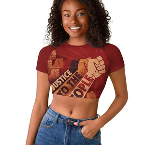 Justice To The People Africa Raglan Cropped T shirt Afro Raised Fist