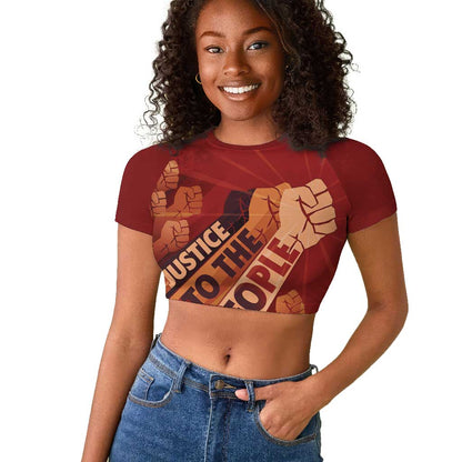 Justice To The People Africa Raglan Cropped T shirt Afro Raised Fist