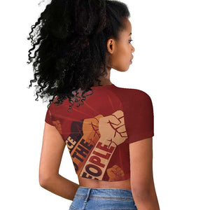Justice To The People Africa Raglan Cropped T shirt Afro Raised Fist