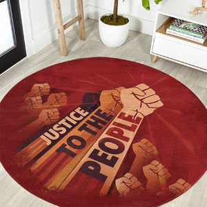 Justice To The People Africa Round Carpet Afro Raised Fist