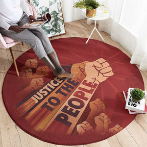 Justice To The People Africa Round Carpet Afro Raised Fist